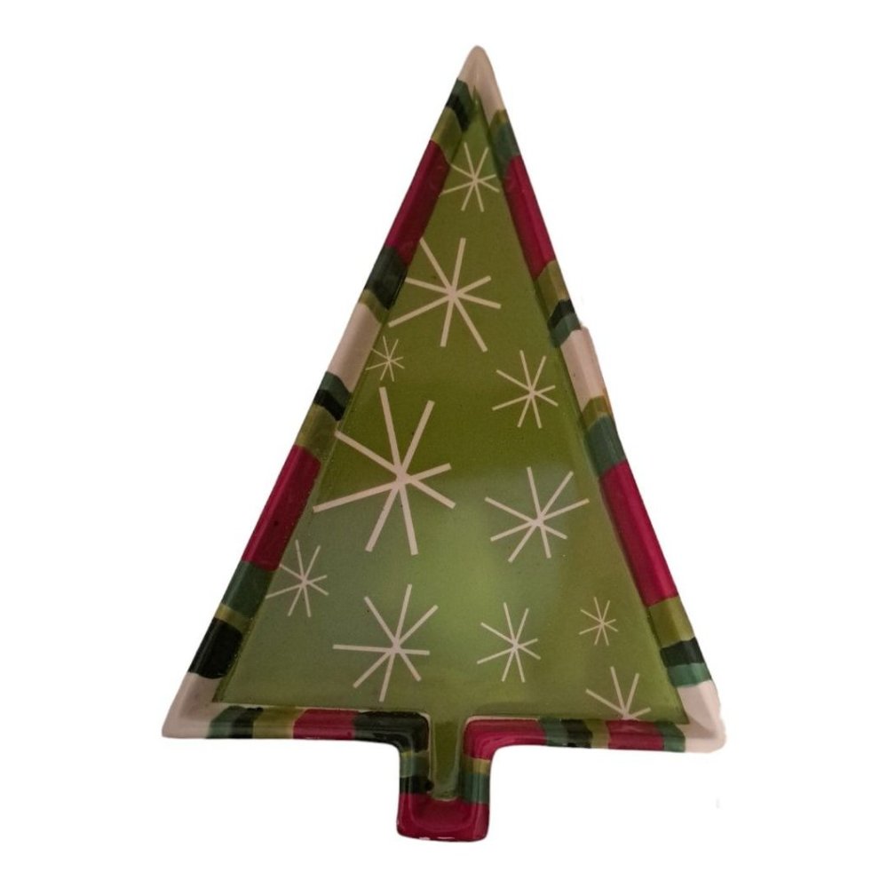 Great American Christmas Tree Trinket Plate Dish Microwave Dishwasher Safe